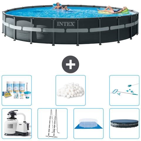 Piscina Fuori Terra - In Giro - 732x732x132 Cm - Grigio - Include Accessori Coordinati Cb46 - Foto 1