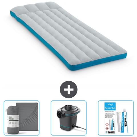 Set Materassino Gonfiabile - 189x72x20 Cm - Blu - Include Accessori Coordinati Cb12 - Foto 1
