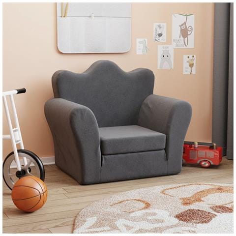 Lusso Casadino -  Divano Letto Per Bambini Antracite In Morbido Peluche - Foto 8