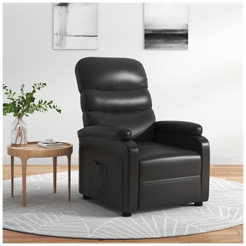 Lusso Casadino -  Poltrona Reclinabile Nera In Similpelle - Foto 8