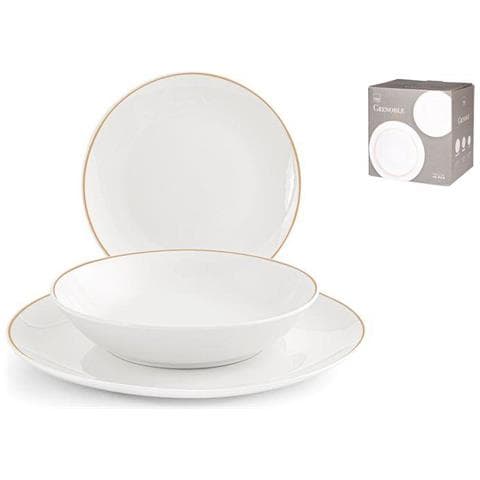 Servizio tavola natalizio 18 pezzi coupe Grenoble in porcellana bianca filo oro - Foto 1