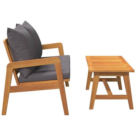 Set Bistro a 2 Pezzi con Cuscini - Realizzato in Legno di Acacia Solido - Foto 9