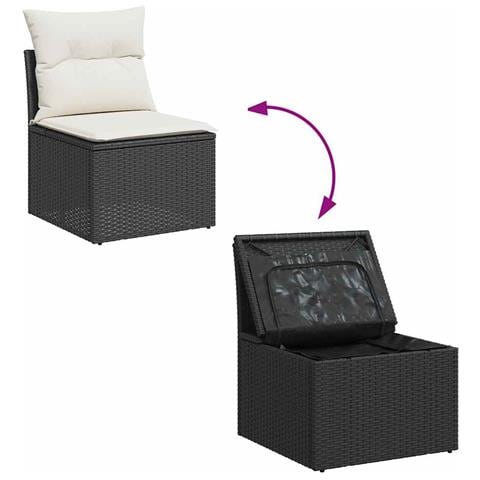 Set Divani da Giardino con Cuscini 7pz Nero Polyrattan - Foto 9