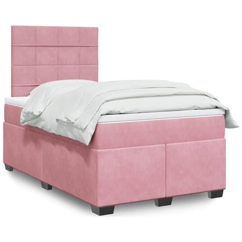 Giroletto a Molle con Materasso Rosa 120x190 cm in Velluto - Foto 2