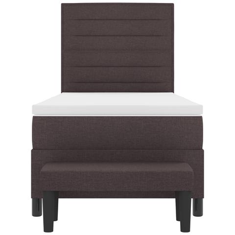 Letto a molle con materasso e panca marrone scuro 100x200 cm Tessuto - Foto 9