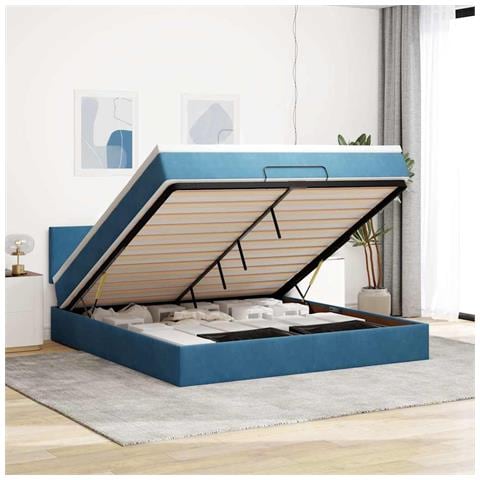 Struttura Letto Pouf con Materasso 160x200 cm in Velluto - Foto 2