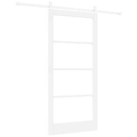 Porta Scorrevole con Set di Ferramenta 'ORKDAL'Legno Massello Bianca & Vetri, Porta Interna con Vetro 'ORKDAL'Bianca 93x202x4 cm - Foto 1