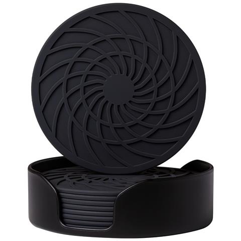 Nuovo Sottobicchiere Rotondo In Silicone A Spirale Da 10 Cm - Protezione Termica E Antiscivolo Black - Foto 1