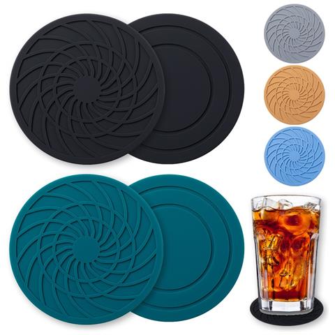 Nuovo Sottobicchiere Rotondo In Silicone A Spirale Da 10 Cm - Protezione Termica E Antiscivolo Black - Foto 2