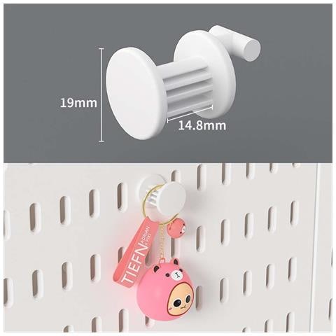 Set Di 5 Ganci Rotondi Per Pannello Forato: Accessori Versatili Per L'organizzazione White - Foto 2