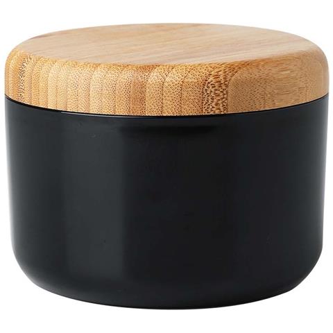 Posacenere In Stile Nordico Con Coperchio - Acciaio Inossidabile E Bambù, Antivento E Antifumo Black - Foto 1