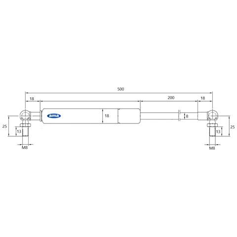 Molla A Gas Estensione Max 500mm 300 N Adattabile Al Riferimento Originale Deutz-fahr 04373761 - Foto 2