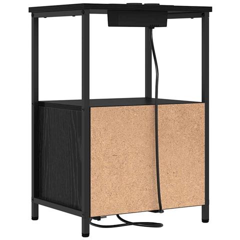Comò con stazione di ricarica con cassetto 2 pcs Rovere nero - Foto 9