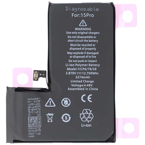 Batteria Diagnosticabile Per Iphone 15 Pro Li-polymer 3,87v 3274mah 12,7wh - Foto 1
