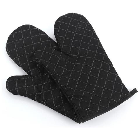 Paio Di Guanti Termici Resistenti Per Microonde/forno - Cotone E Silicone, Presa Antiscivolo Black - Foto 1