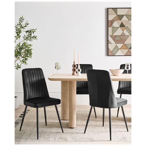 Set Di 4 Sedie Da Pranzo Kirby Velluto Nero - Foto 1