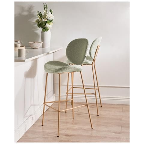Set Di 2 Sedie Alte Luana Bouclé Verde Chiaro - Foto 1