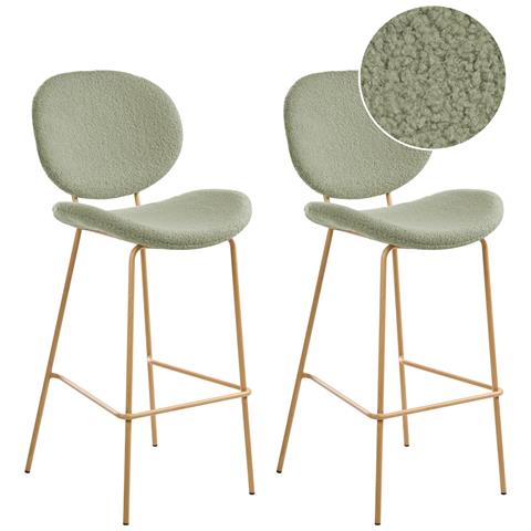 Set Di 2 Sedie Alte Luana Bouclé Verde Chiaro - Foto 2