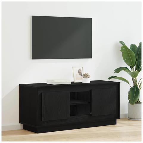 Mobile TV Rovere Nero 102 x 35 x 45 cm Legno multistrato - Foto 2