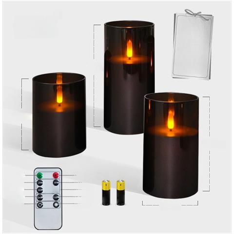 Candela Led Senza Fiamma Nera Lucida - 7,5x12,5cm - Magica Luce Elettronica Per Natale/compleanno - Foto 2