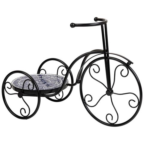 Portavaso Bici In Mosaico E Metallo Blu 53x23,5x36h - Foto 1