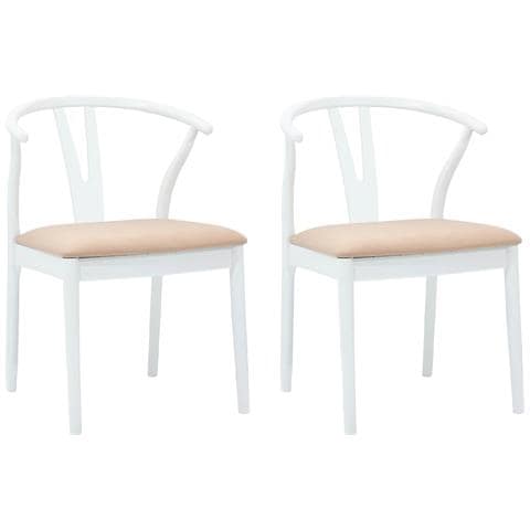Sedia da pranzo 2 pcs Bianco e marrone Legno di gomma solido - Foto 1