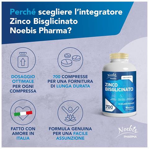 Zinco Bisglicinato 15 mg 700 Compresse - Zinco ad Alta Assorbibilità - Sistema Immunitario, Pelle, Capelli e Unghie - Foto 2