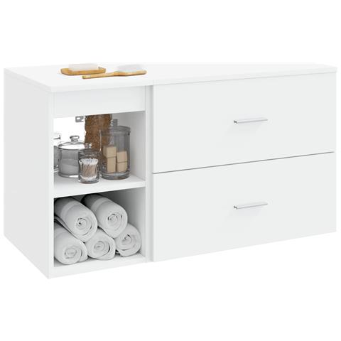 Set di mobili per il bagno 2 pcs Bianco Legno ingegnerizzato - Foto 8