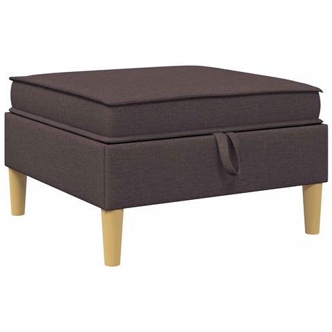 Pouf con Storage Marrone Scuro Tessuto - Foto 1