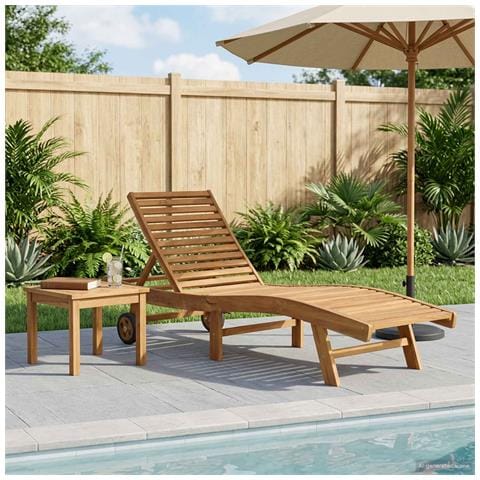 Lettino da sole Marrone Legno di teak solido - Foto 2
