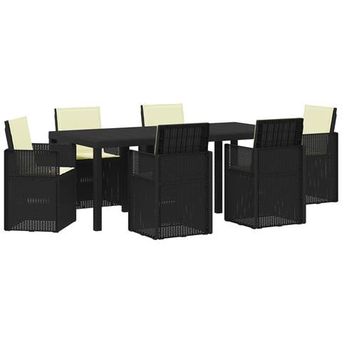 Set da Pranzo per Giardino 7 pcs Antracite e Crema PP - Foto 1