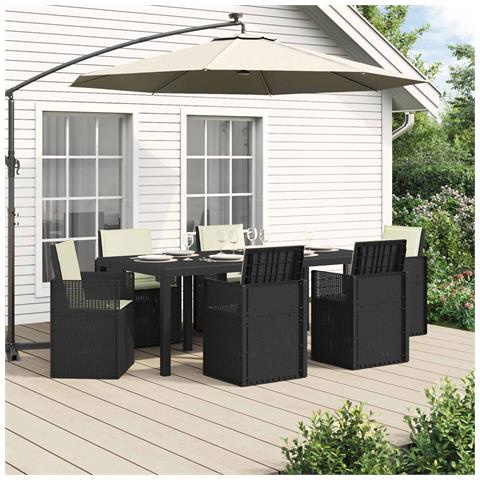 Set da Pranzo per Giardino 7 pcs Antracite e Crema PP - Foto 2