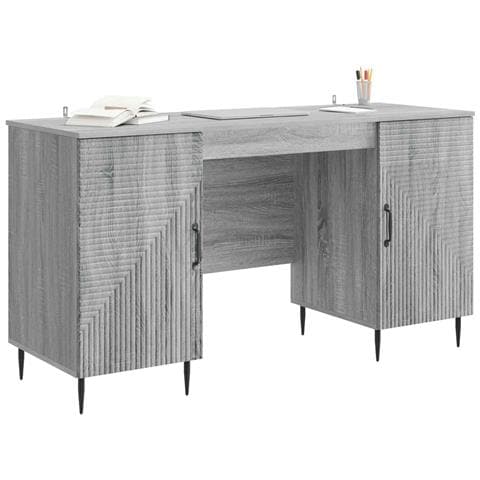 Scrivania Grigio Sonoma 142,5 x 50 x 75 cm Legno ingegnerizzato - Foto 2