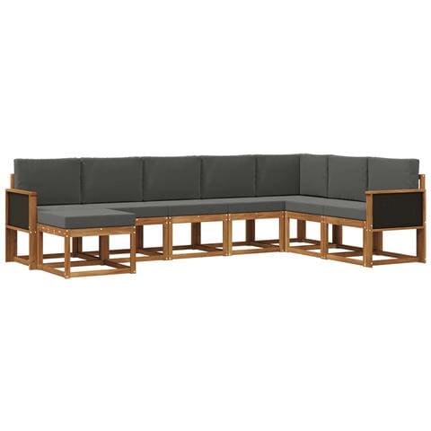 Set di divani da esterno con cuscino 8 pcs Naturale e Antracite - Foto 1