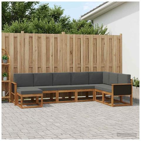 Set di divani da esterno con cuscino 8 pcs Naturale e Antracite - Foto 2