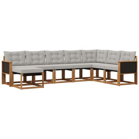Set di divani da esterno 8 pcs Naturale e Grigio chiaro - Foto 1