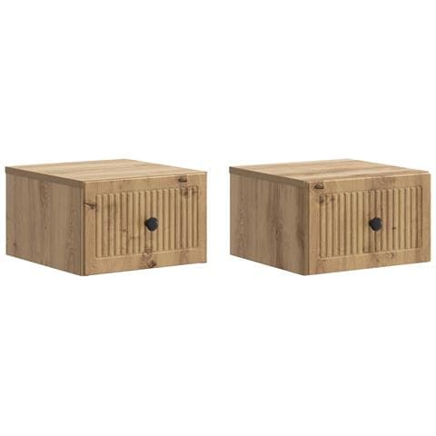 Mobiletto da notte a muro con cassetto 2 pcs Rovere Artigianale - Foto 1