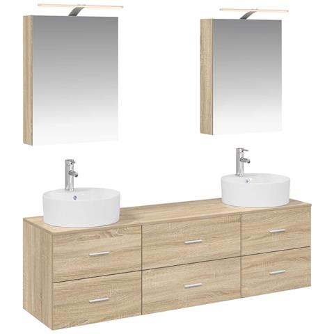 Set di mobili per il bagno 5 pcs Rovere Sonoma - Foto 1