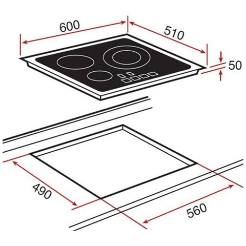 Piano Cottura TB6310 Elettrico 3 Zone Cottura da 60 cm Colore Nero - Foto 2