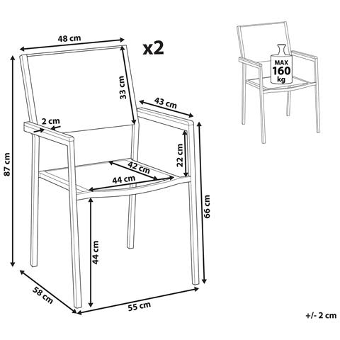 Sedia Da Giardino In Rattan Set Di 2 Acciaio Inossidabile Grosseto - Foto 20