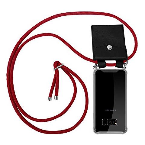 Catena Di Telefoni Cellulari Compatibile Con Samsung Galaxy S8 Plus In Rosso Rubino - Coperchio Protettivo In Silicone Con Anelli D'argento, Cinturino In Corda E Custodia Staccabile - Foto 1