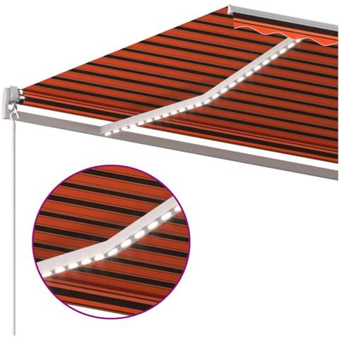 Tenda Retrattile Manuale con LED 600x300 cm Arancione e Marrone - Foto 2