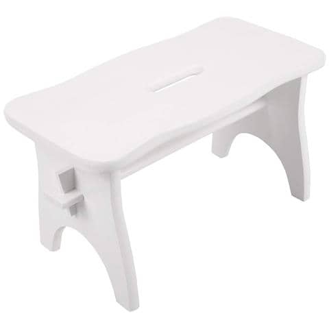 Piccolo Sgabello Bianco Cucina Bambini In Legno | 38 X 19 X 21 Cm | Poggiapiedi Grezzo Multifunzionale | Perfetto Per Tutte Le Nostre Scatole O Come Espositore Supporto Piante - Foto 1