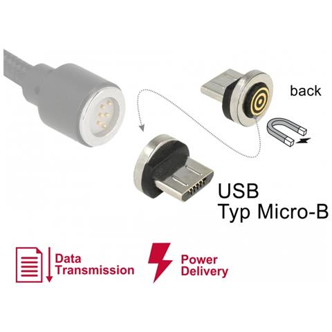 65932 cavo di interfaccia e adattatore Magnet USB Type Micro-B Nero, Argento - Foto 2