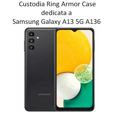 Custodia Alta Protezione Con Anello Per Samsung Galaxy A13 5g A136 Black - Foto 2