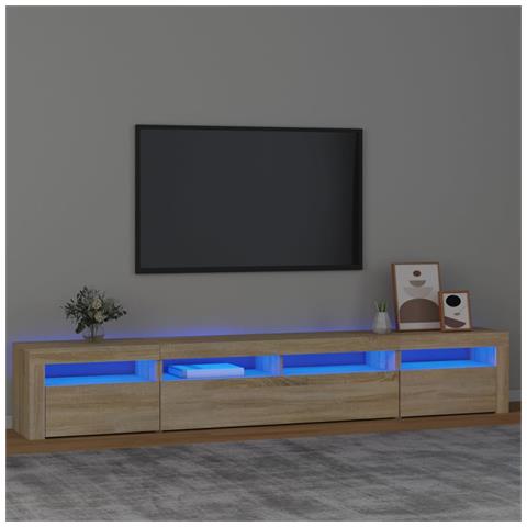 Mobile Porta TV con Luci LED Rovere Sonoma 240x35x40 cm - Foto 11