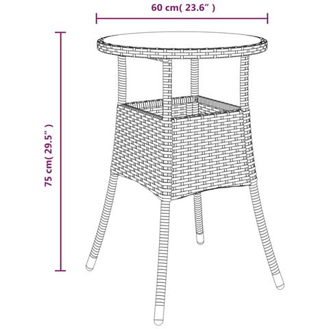 Tavolo Da Giardino 60x75 Cm Vetro Temperato E Polyrattan Beige - Foto 5