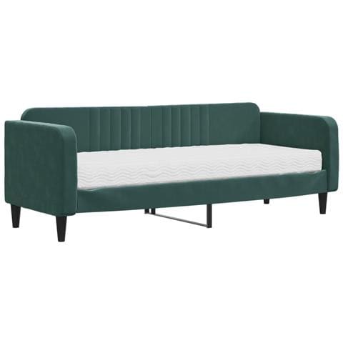 Divano Letto Con Materasso Verde Scuro 80x200 Cm In Velluto - Foto 1