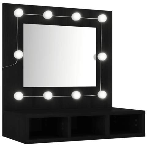 Mobile A Specchio Con Led Nero 60x31,5x62 Cm - Foto 2