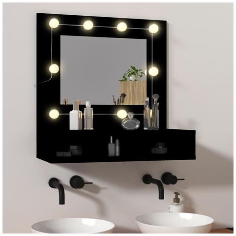 Mobile A Specchio Con Led Nero 60x31,5x62 Cm - Foto 1